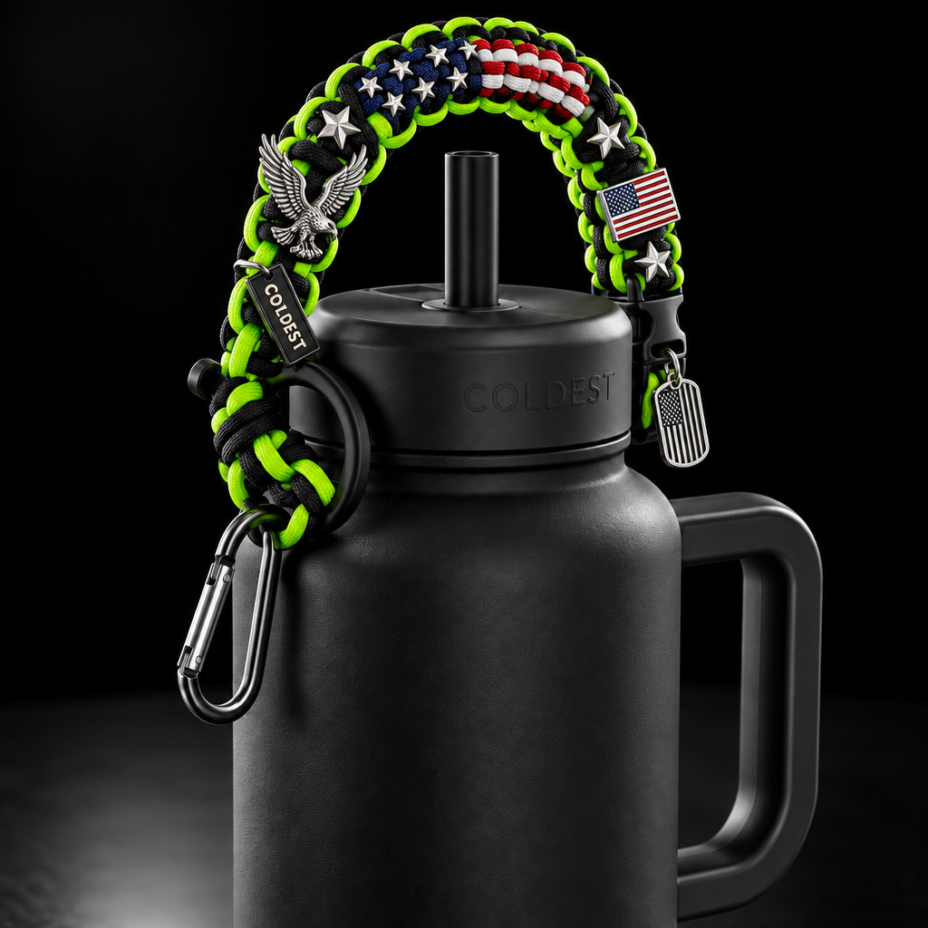 yellow merica' water bottle design
