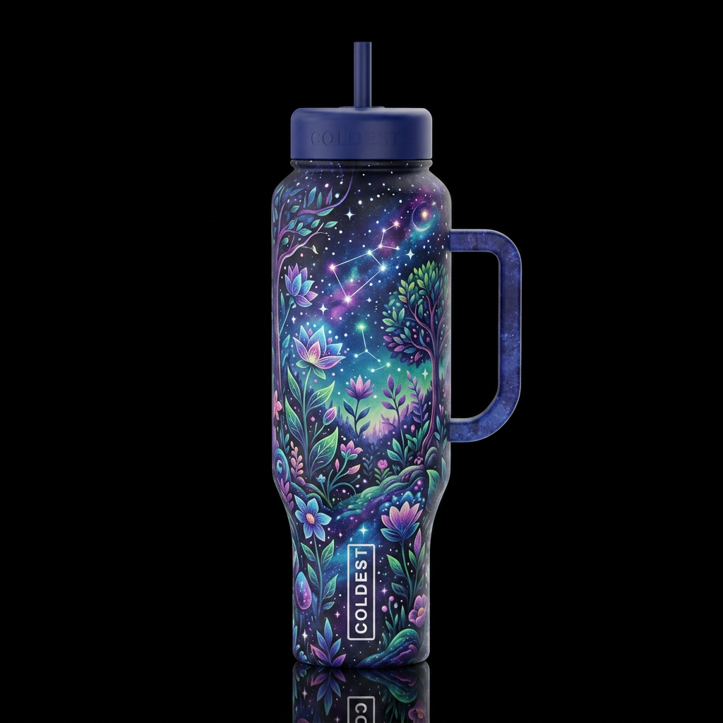 Starry gardens of life water bottle design