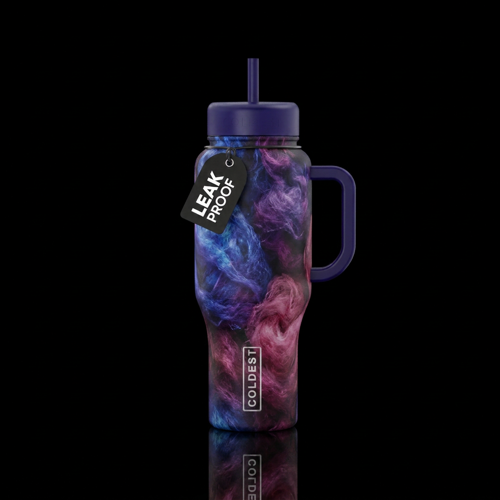 Dark majestic multicolored cotton candy water bottle design