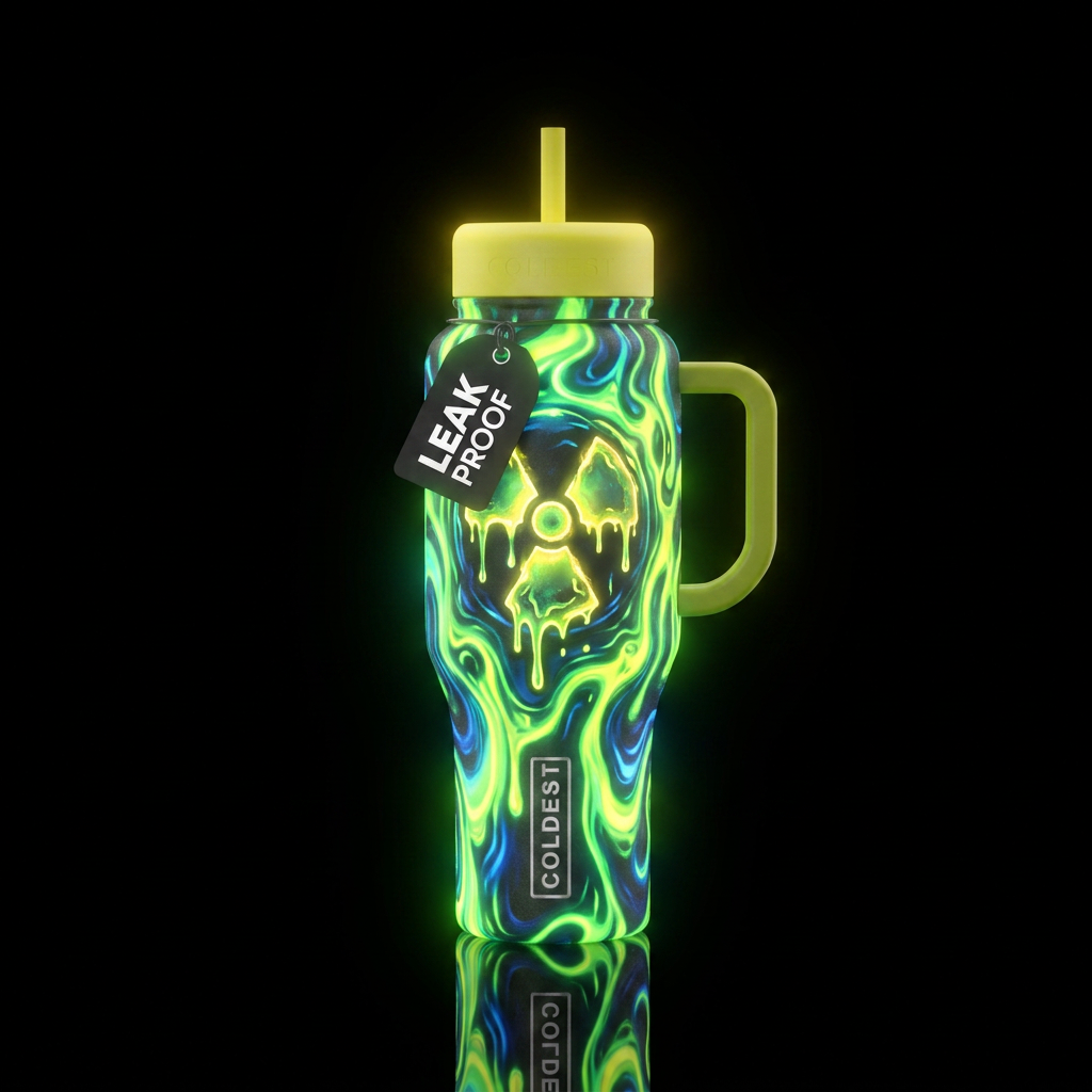 Bright Glow in the dark Radioactive ☢️ Meltdown in... water bottle design