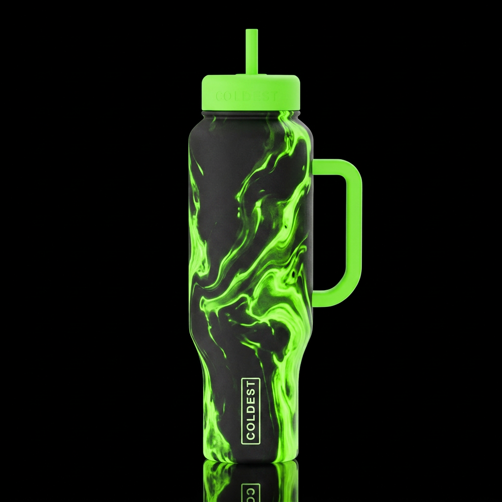 Neon green Radioactive ☢️ waste leaking out water bottle design