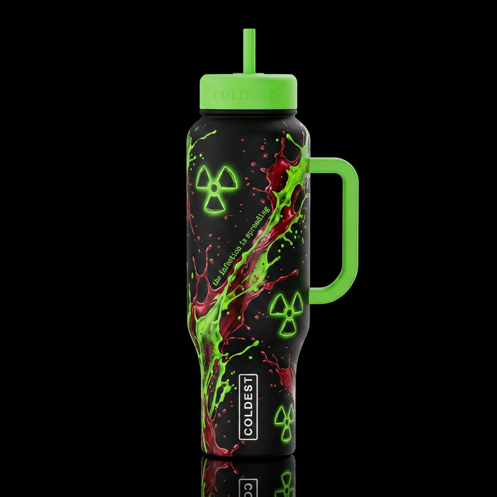 Radioactive ☢️ Blood splatter 🫟 the infection is ... water bottle design