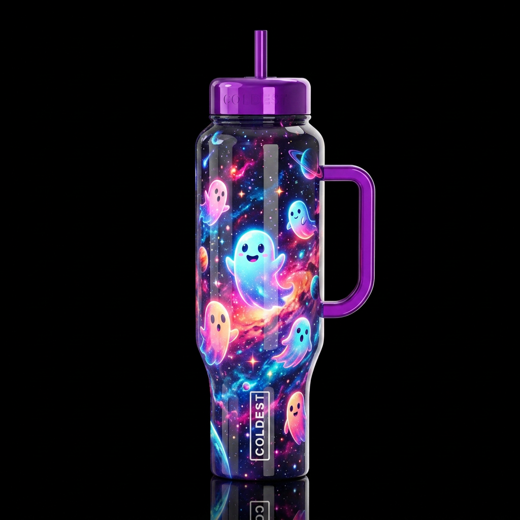 Once upon a time starry galaxy ghosts, high gloss ... water bottle design