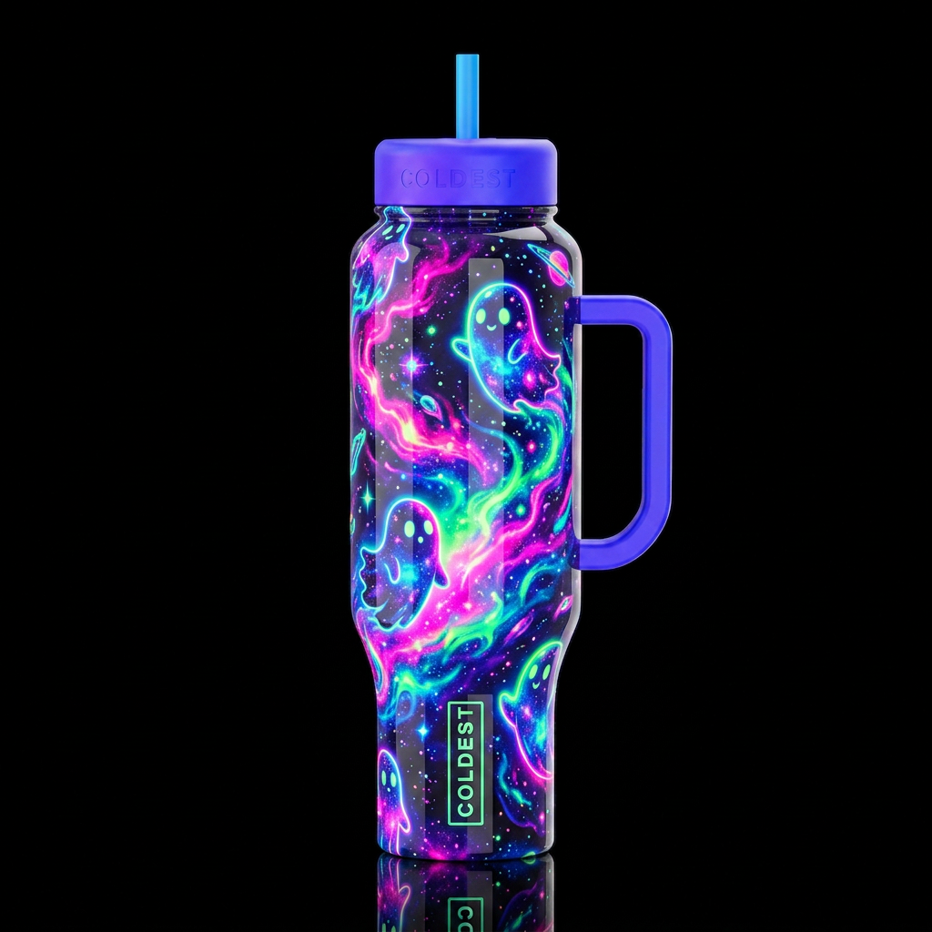 Once upon a time starry galaxy ghosts, high gloss ... water bottle design