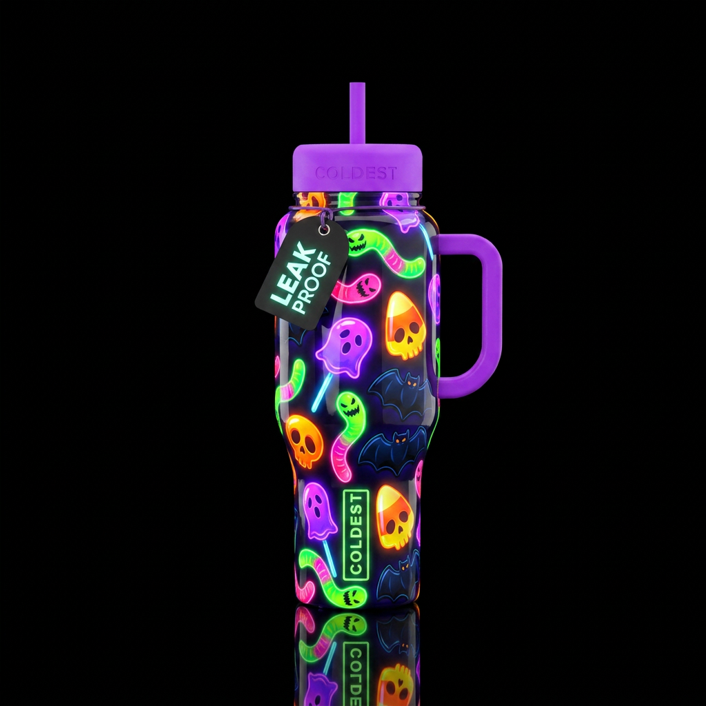 Haunted scary Halloween candy, high gloss finish, ... water bottle design