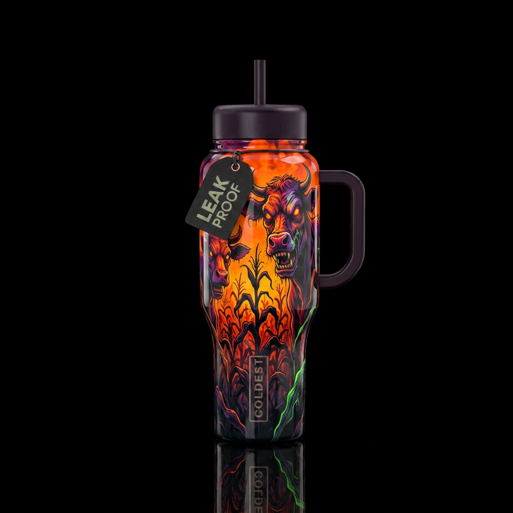 Very deadly cows of the corn, high gloss finish, v... water bottle design