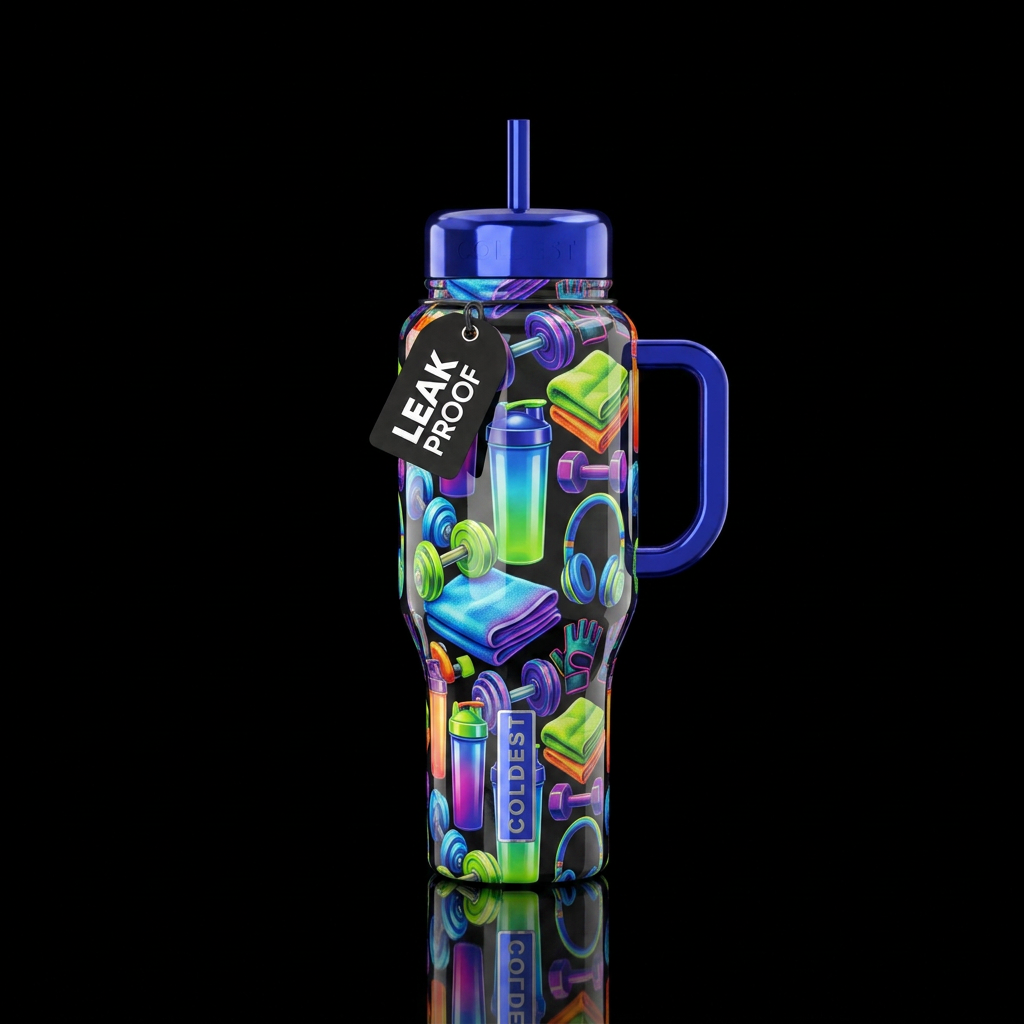 Protein shaker bottles, dumbbell weights, gym towe... water bottle design