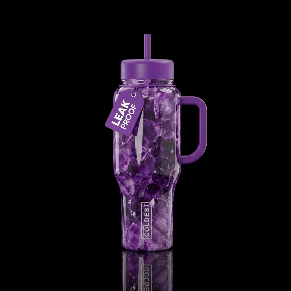Purple amethyst,  high gloss finish, very vibrant ... water bottle design