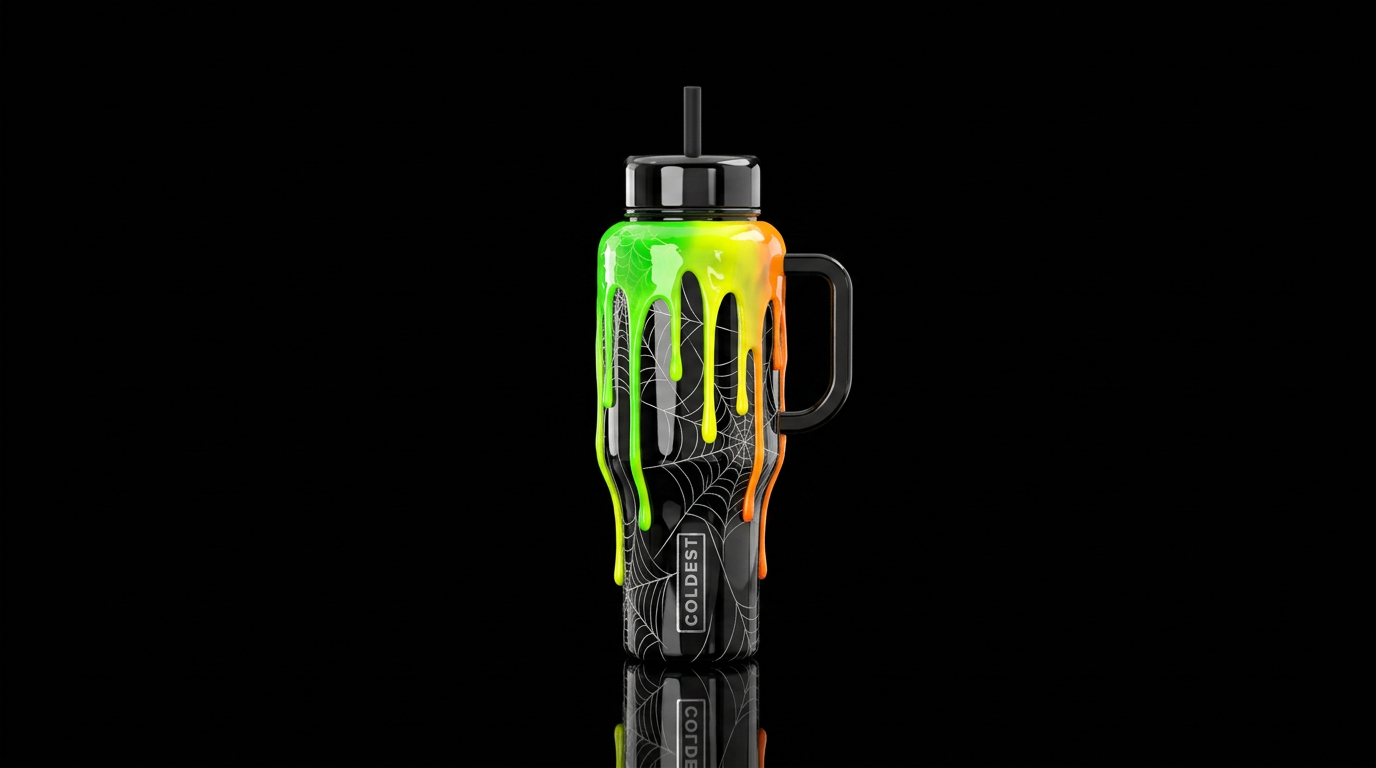 Lack colored bottle, with  neon green and yellow a... water bottle design