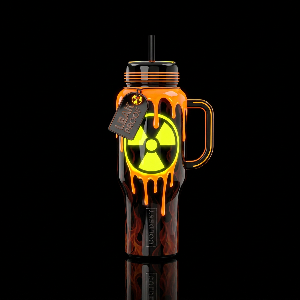 Black bottle, with one neon yellow radioactive ☢️ ... water bottle design