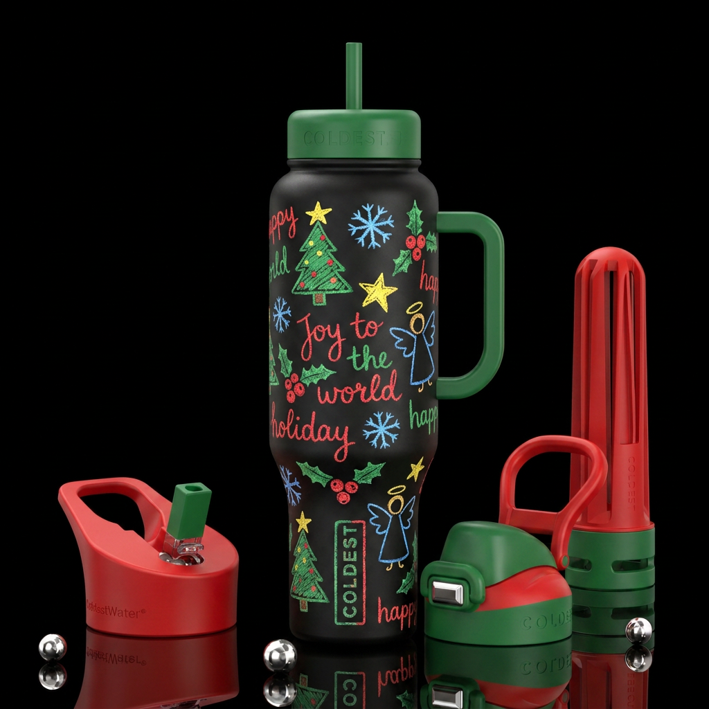 Joy to the World water bottle design