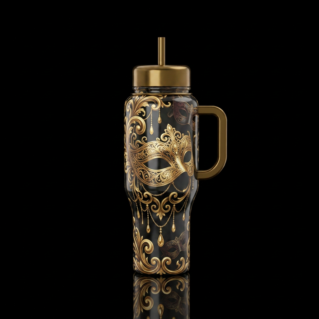 The Masquerade water bottle design