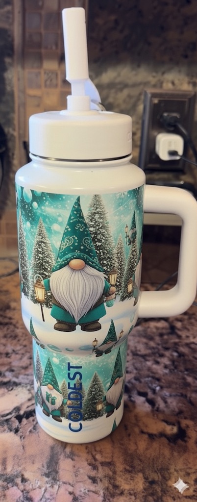 Gnome for the holidays water bottle design