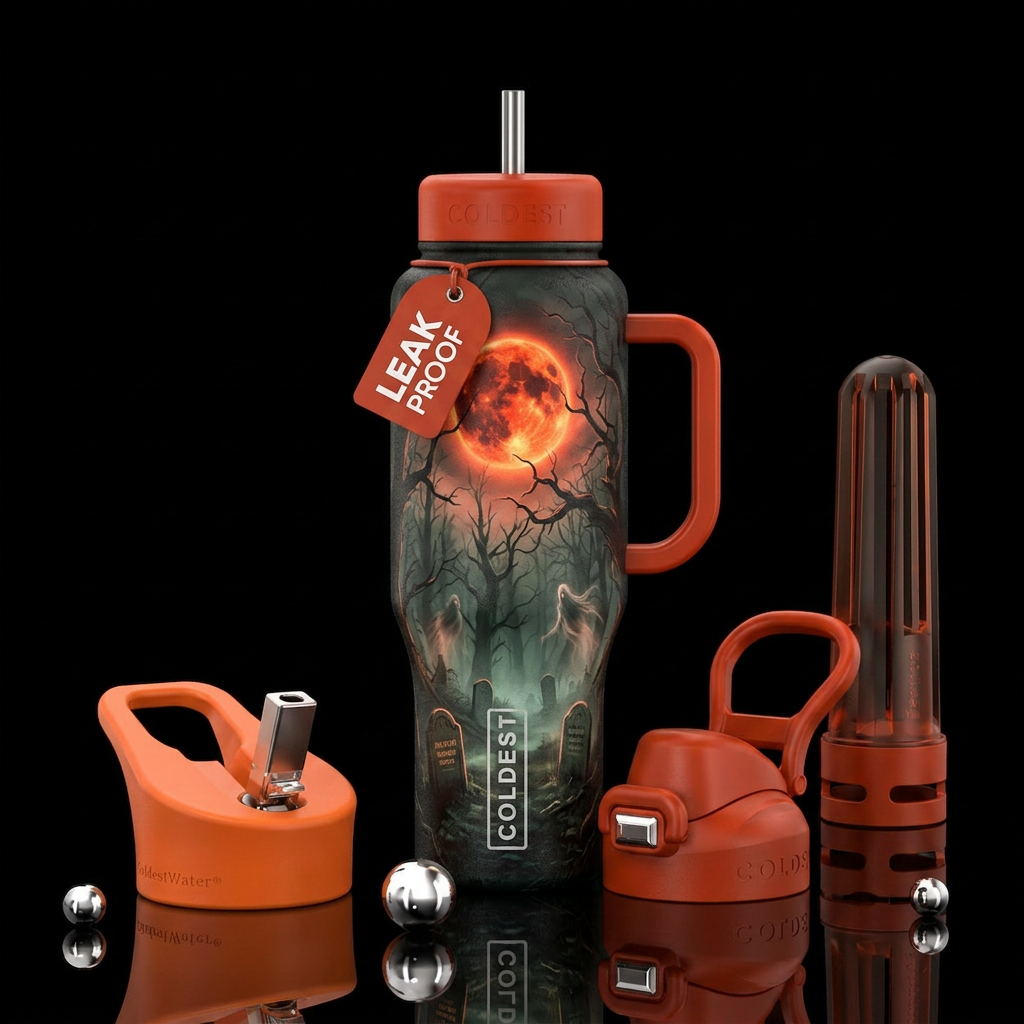 Ghost in the Woods water bottle design