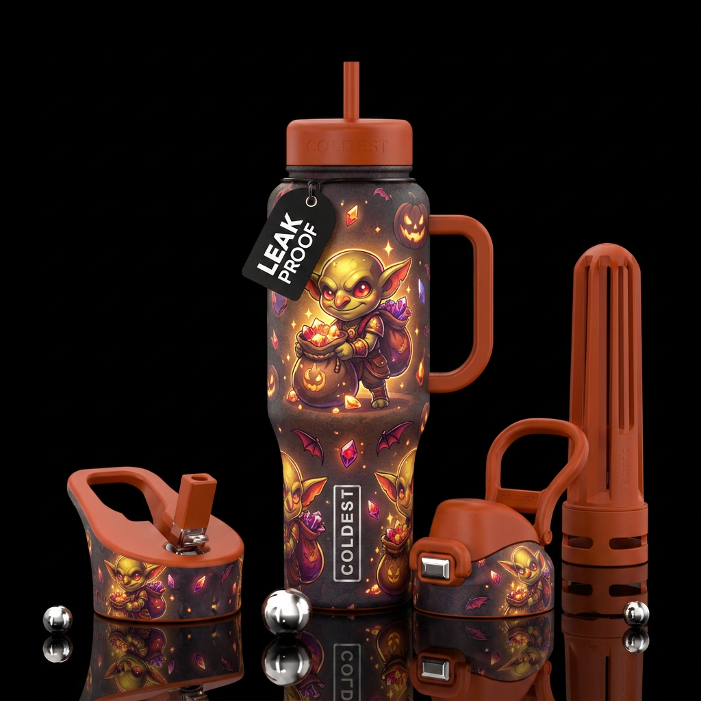 Diablo, cute but deadly treasure goblin, Halloween... water bottle design