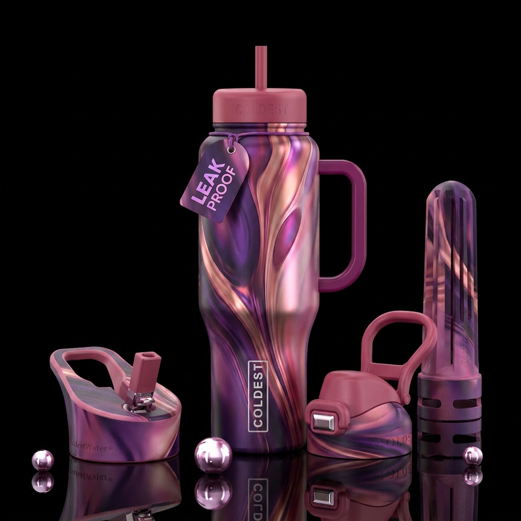 Pink, purple, rose color, stretched, bold, magical... water bottle design