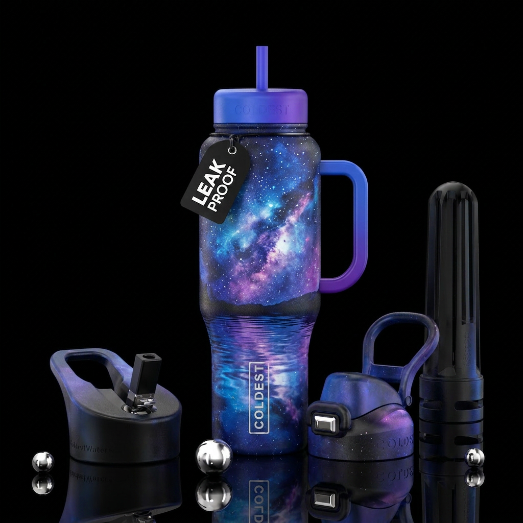 Night Sky over Lake Irene water bottle design