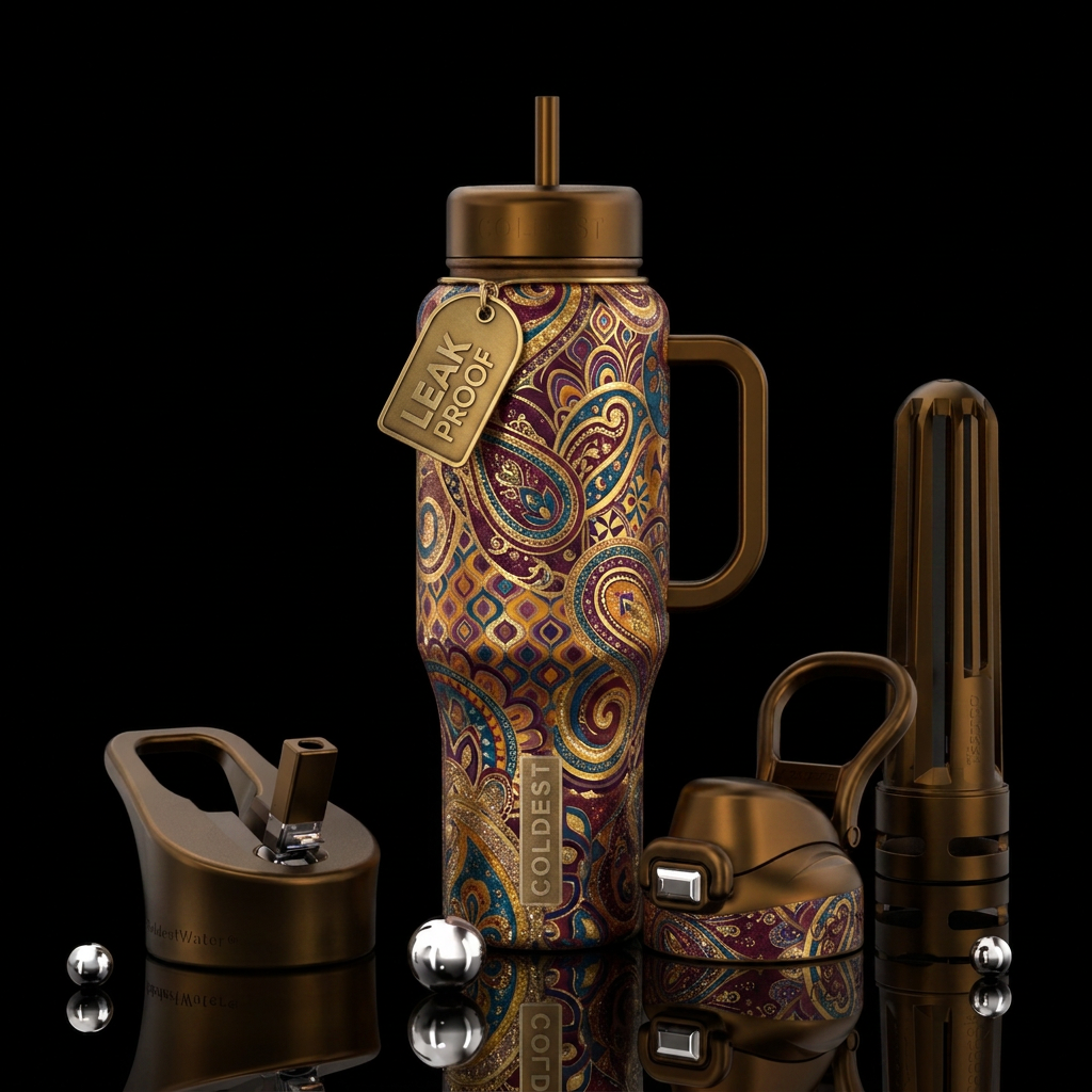 Paisley, 70’s, boho, Gigi, disco, water bottle design