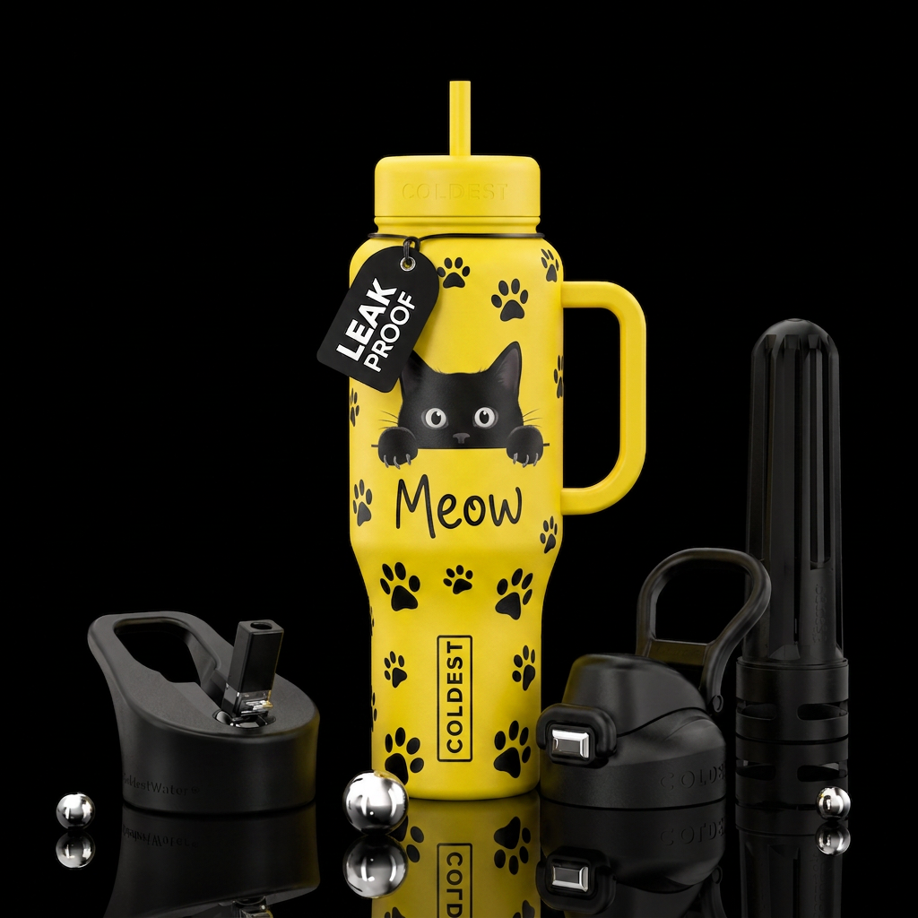 Meow water bottle design