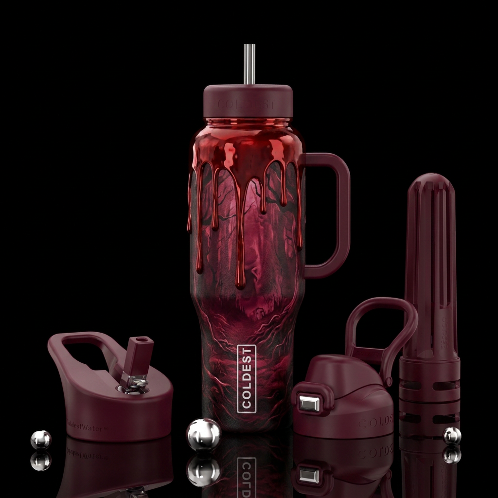 dark mood, abstract, haunted, darkness, mythical, ... water bottle design