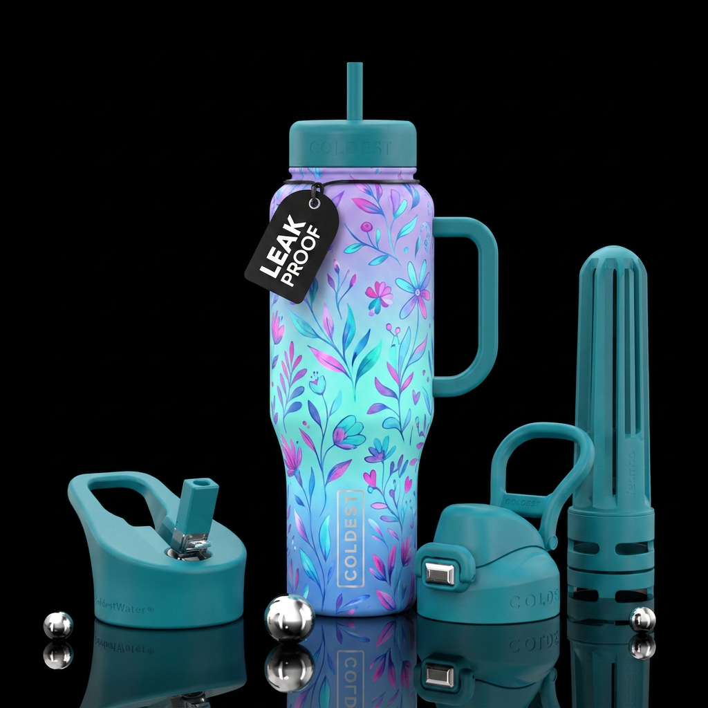 Whimsical Floral water bottle design