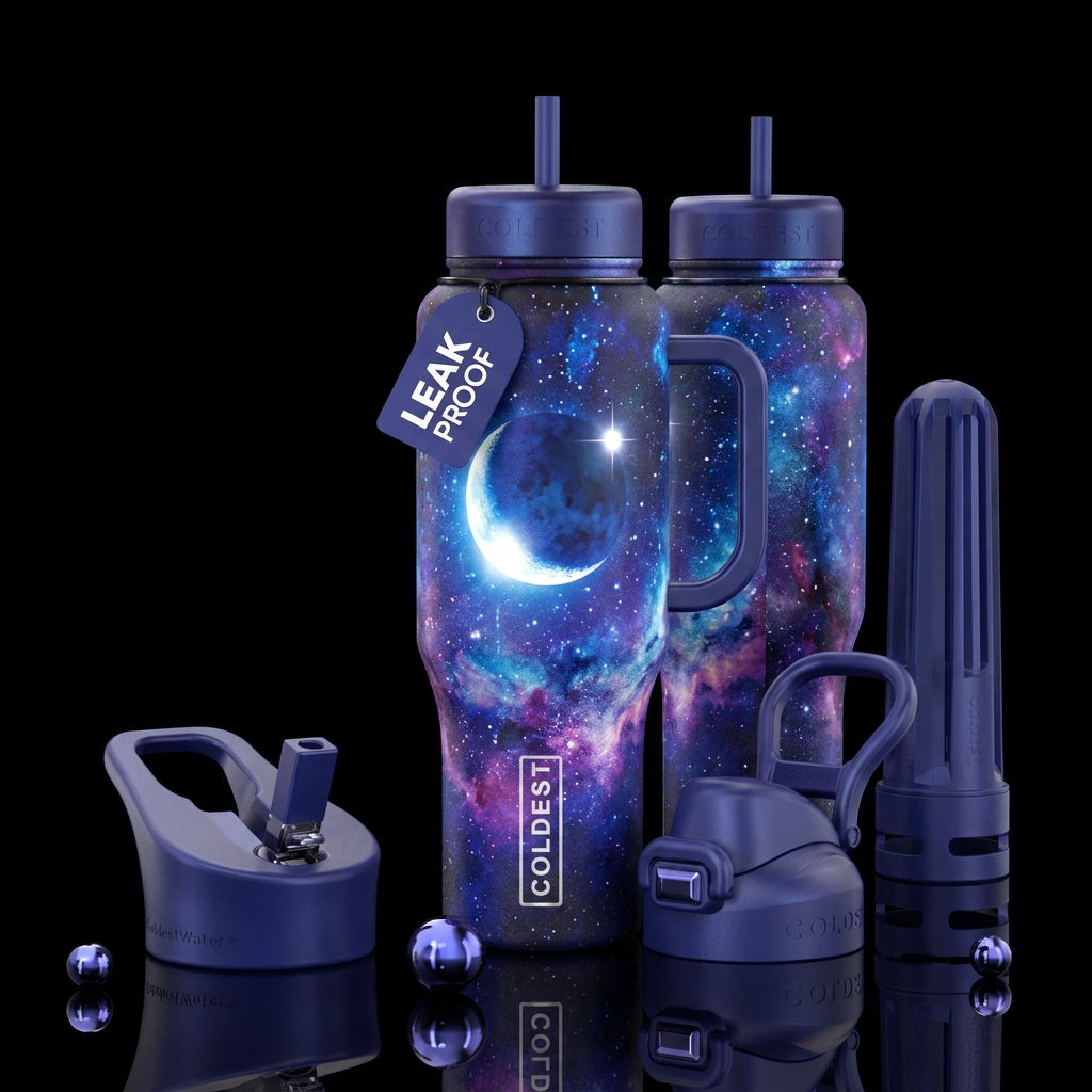 The Moon Meets Regulus water bottle design