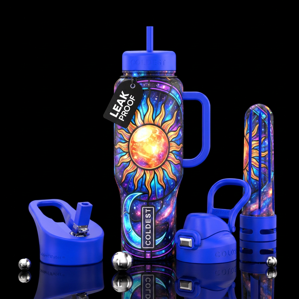 Mega Sun and Moon water bottle design