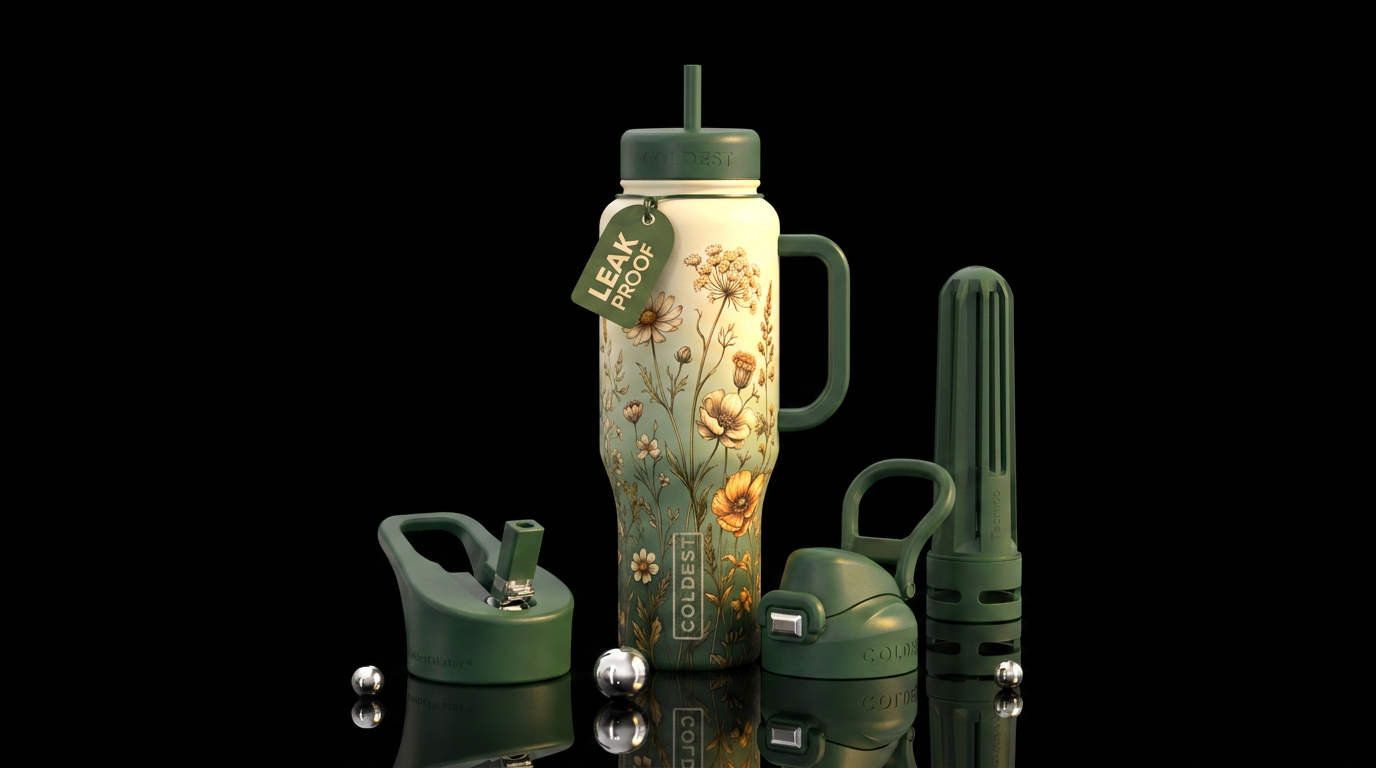 Sunshine wildflowers water bottle design