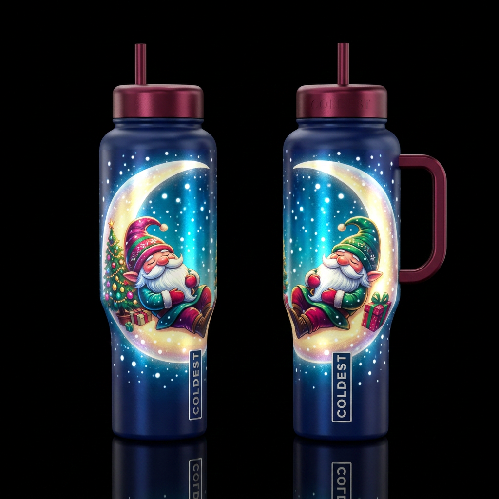 Gnome for Christmas water bottle design