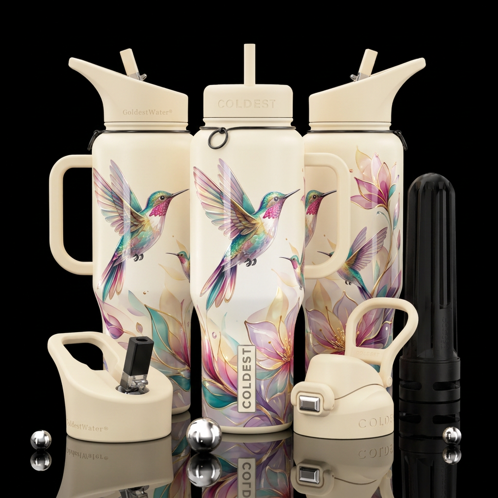 Hummingbird Paradise water bottle design