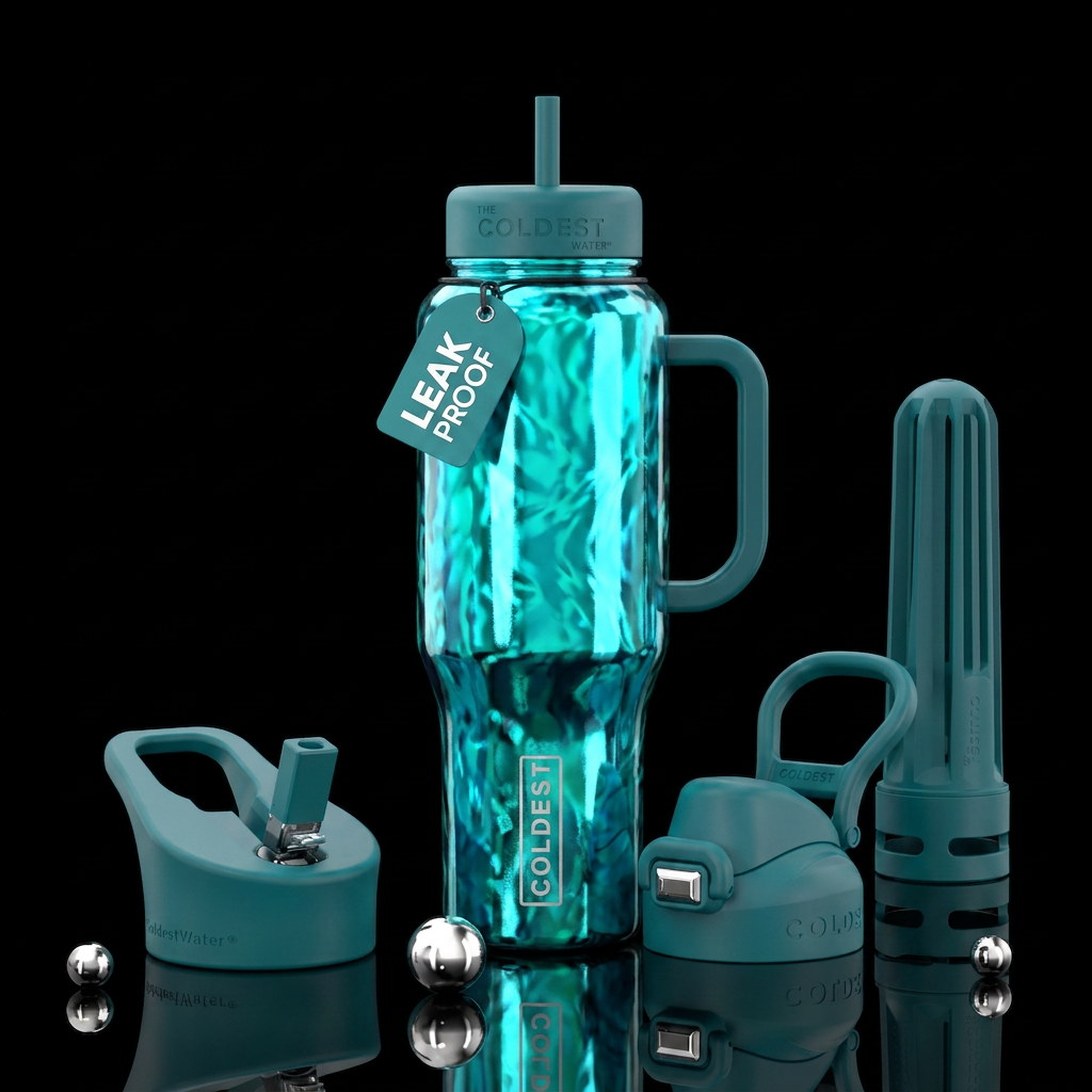 Aquamarine Holo water bottle design
