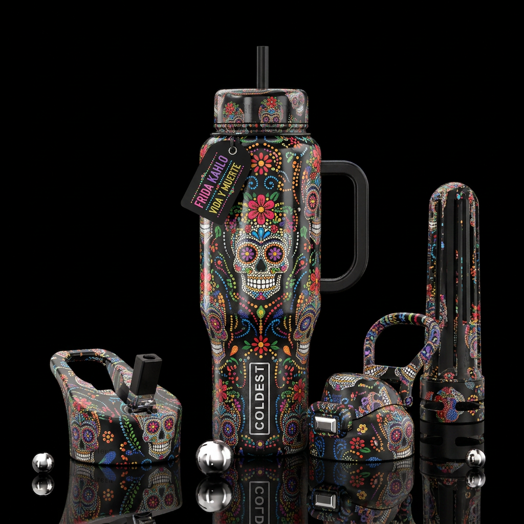 Frida Dotted Skull water bottle design