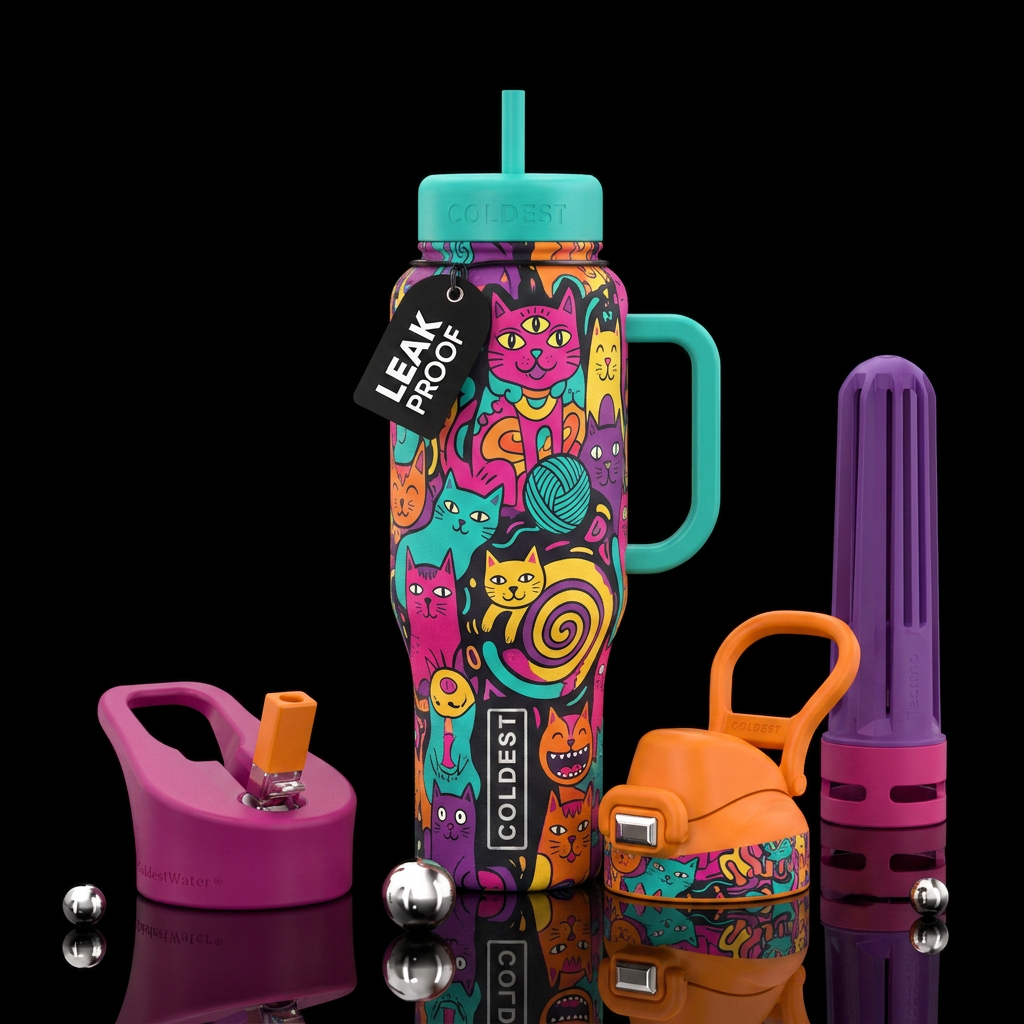 Cat doodles water bottle design