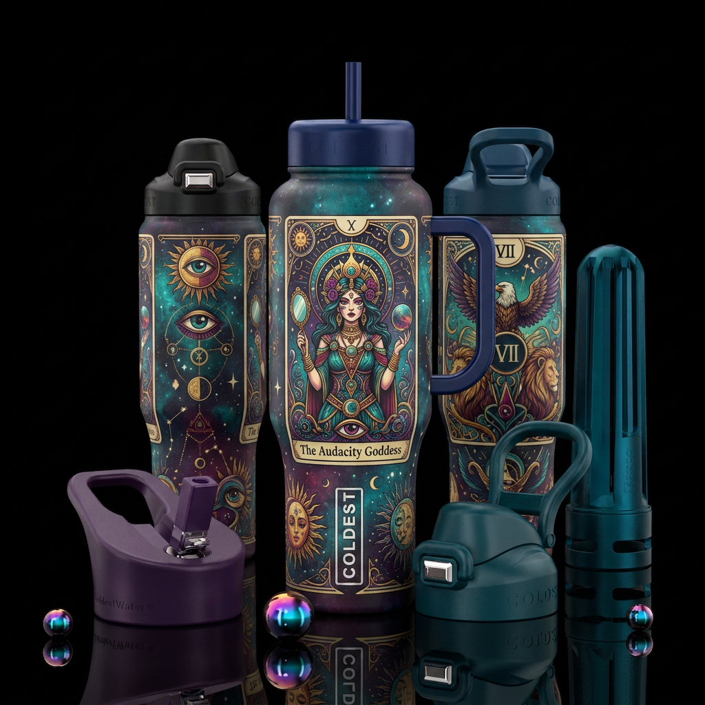 The Audacity Goddess Tarot Card water bottle design