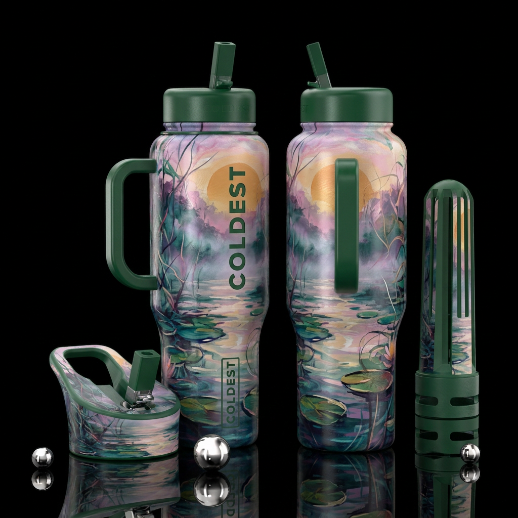 Pond at Morning water bottle design