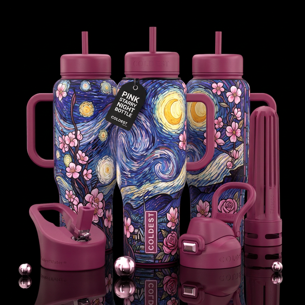 Goghs Gone Pink! water bottle design