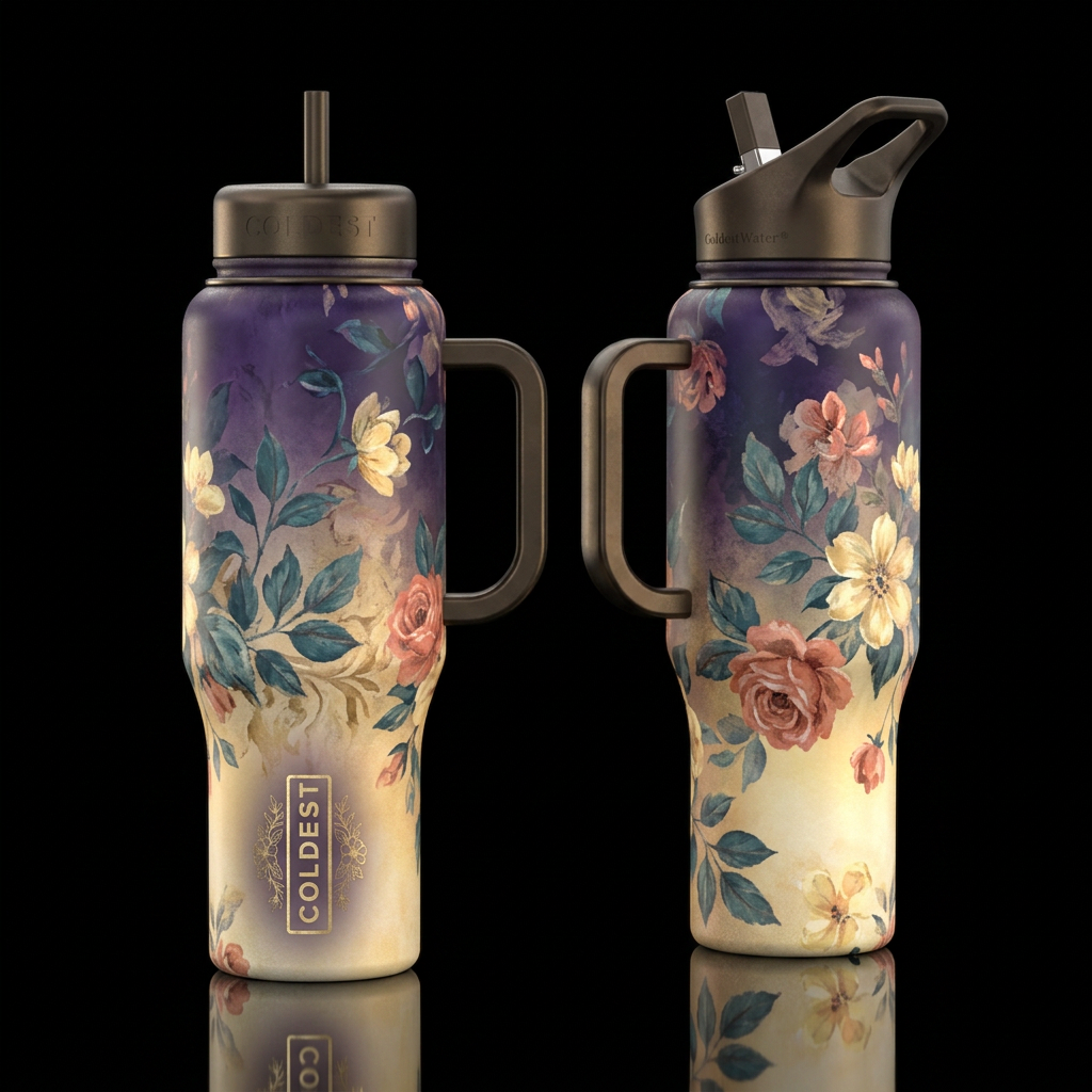 Ombré Floral water bottle design