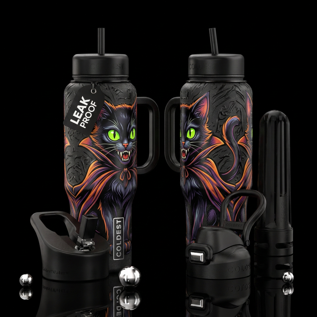 Vampurr the Kat water bottle design