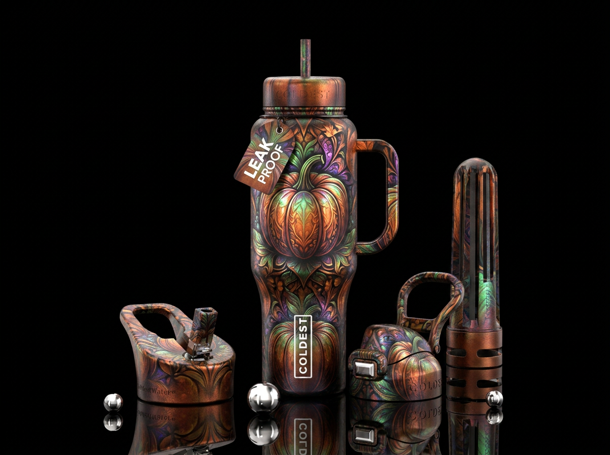 Kaleidoscope Pumpkin Art water bottle design