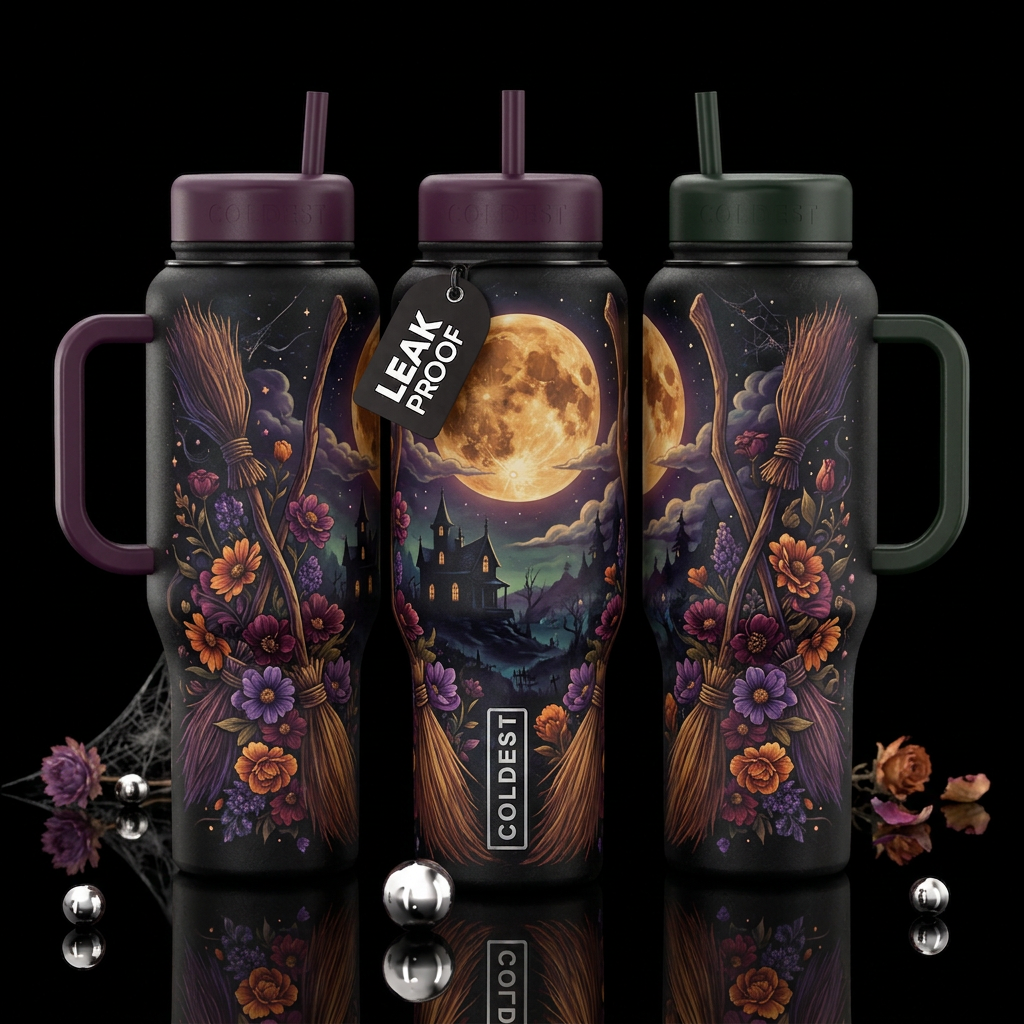 Witches Brooms water bottle design