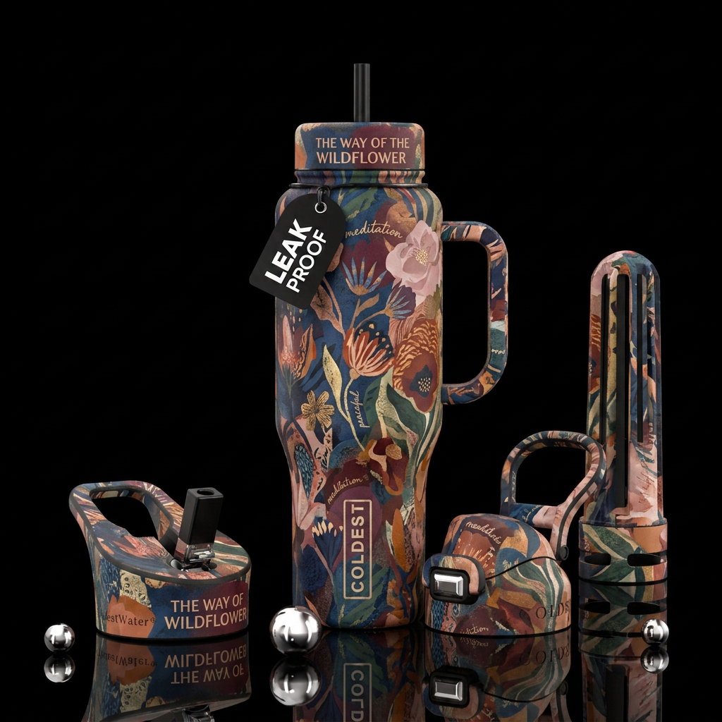 The Way of the Wildflower water bottle design