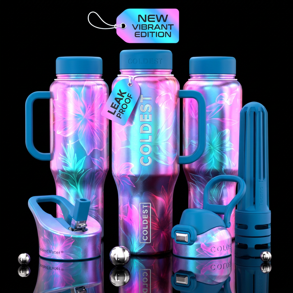 Vibrant Florals water bottle design