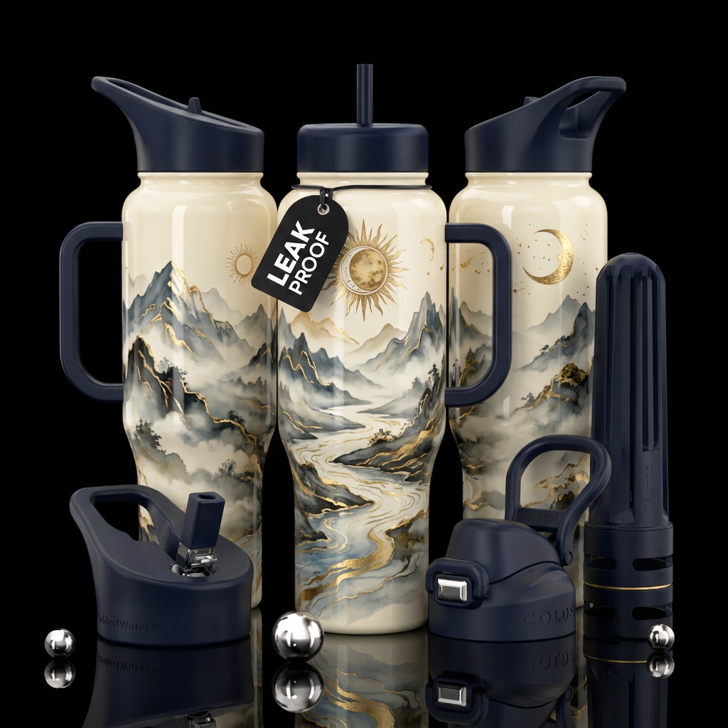 Misty Mountain River water bottle design