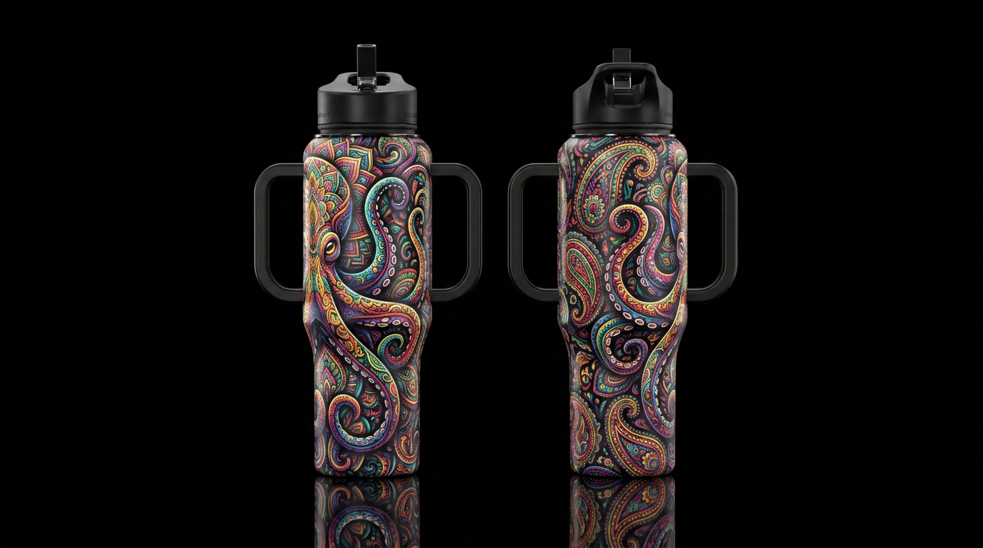 Paisley Octopus water bottle design