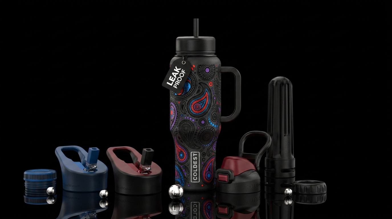 Black paisley water bottle design
