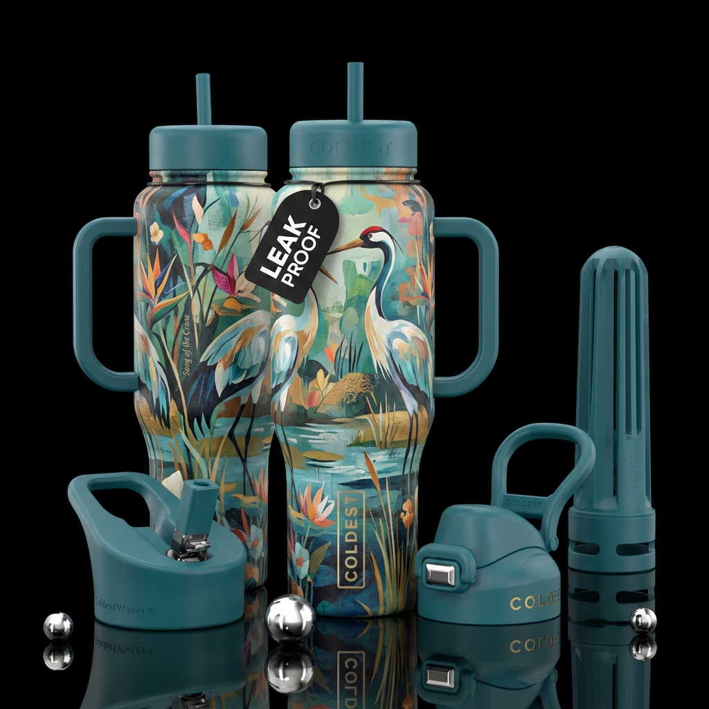 Song of the Crane water bottle design