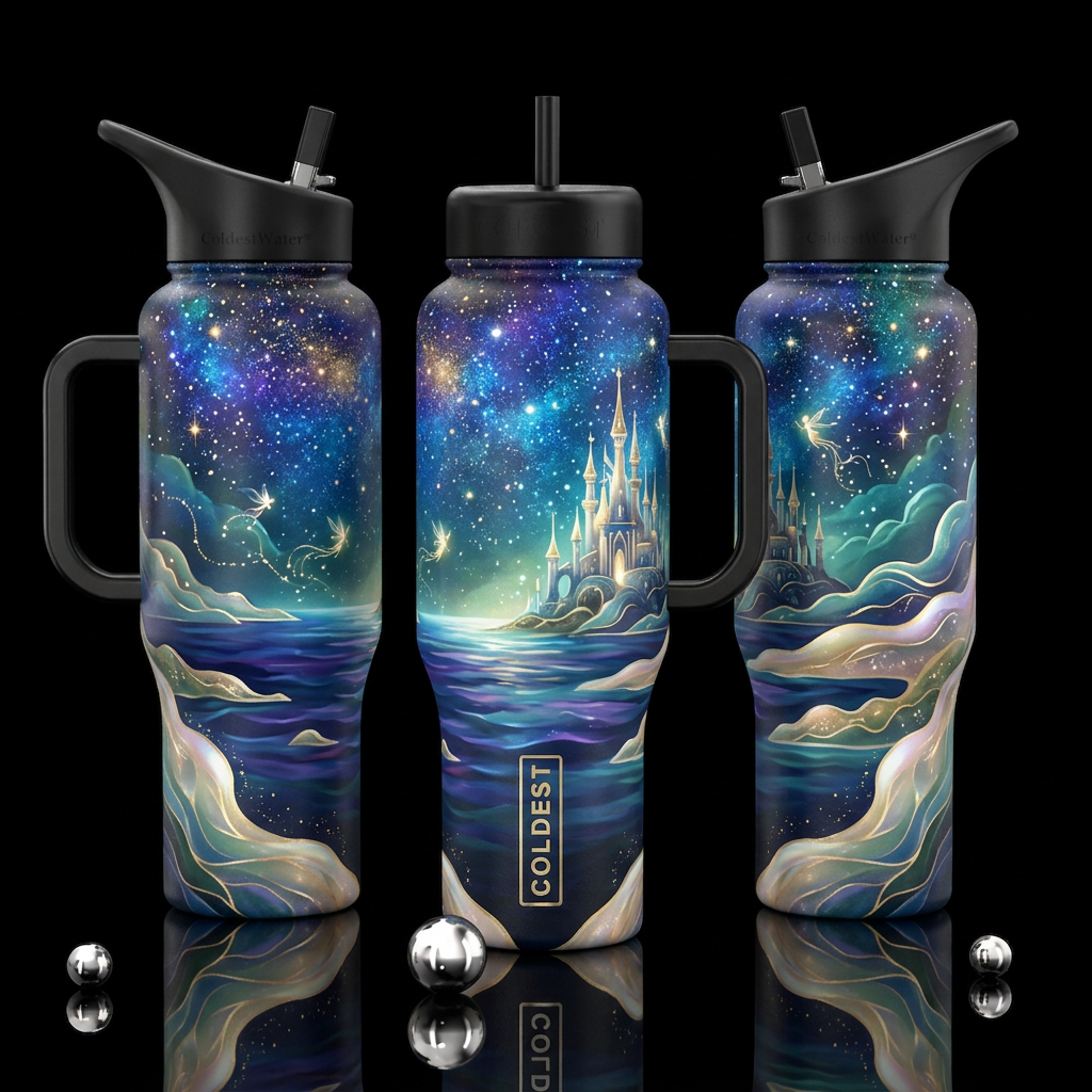 A Dream Floating in the Starry Sky water bottle design