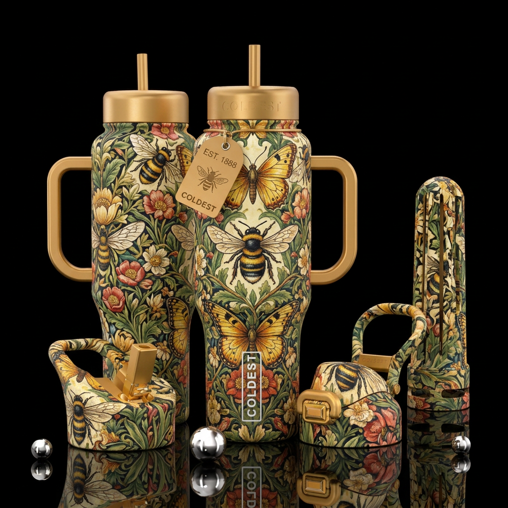 Bees and Butterflies water bottle design