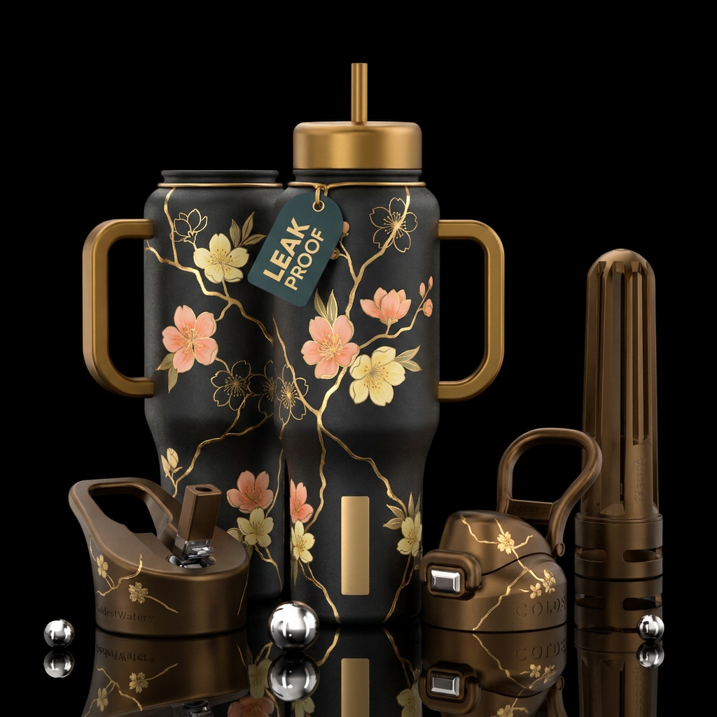 Japanese Floral water bottle design