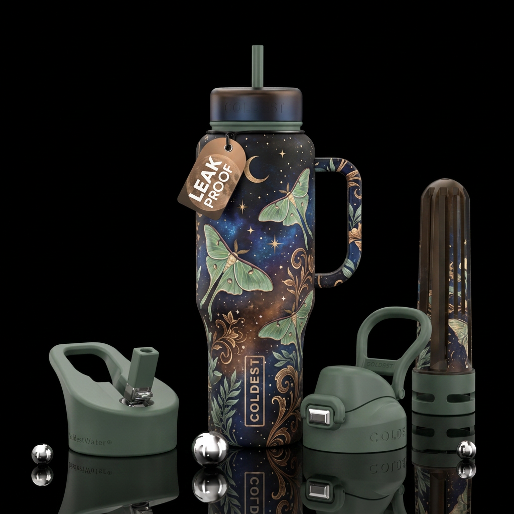 Luna Moths water bottle design